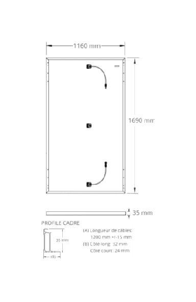 Dimensions of the Sunpower Performance 3 375 w solar panel