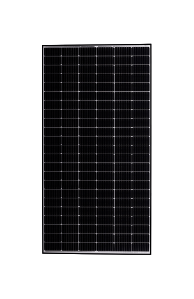 Voltec Tarka 390W Half-Cut Black Frame CRE Solar Panel front view