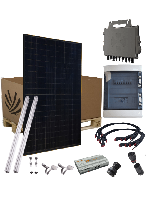 Self-consumption solar kit 9000W 24 panels JA SOLAR 375Wp APSystems QT2 three-phase microinverter with tile fixation included