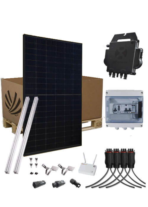 Self-consumption solar kit 3000W 8 panels JA SOLAR 375W APSystems DS3-L monophase microinverter with tile fixation included