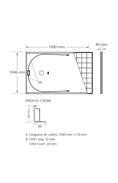 Dimensions of the Sunpower Maxeon 3-400 WC